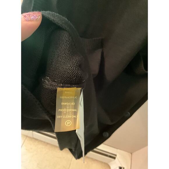 Calvin Klein Sweater Dress Womens Large Black 100% Acrylic Knit Loose Turtleneck - Picture 4 of 7